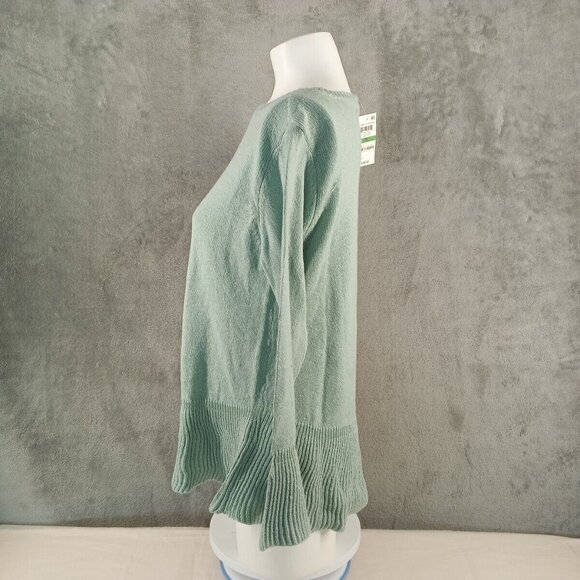 NWT $49 Style&Co Cozy Fall Sweater Size Petite Larger Fall Mint Flared Cuff - Picture 5 of 12